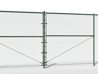 Green Steel Frame Chain Link Fence With Diamond Mesh Structure For Security 3d model