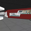 Cultural Center Interior With Wooden Striped Walls Globe Green Plants And Display Area