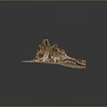 Natural Wood And Stone Decorative Stump Featuring Exposed Roots And Rough Texture