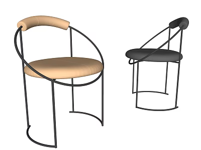 Modern Leisure Chair With Metal Frame Beige And Black Upholstered Seats 3d model
