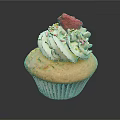 Delicious Cupcake With Swirled Frosting Fresh Strawberry And Colorful Sprinkles