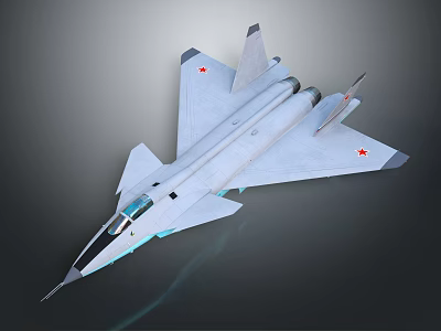 White Military Fighter Jet With Sleek Aerodynamic Design And Red Star Emblems 3d model