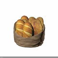 Golden Striped Bread Loaves in Paper Bag on White Background