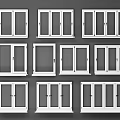 Various White Window Designs With Different Pane Styles And Frames For Home 3d model
