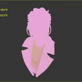 Stylized 3D Character Portrait With Black Hair Purple Streaks Black Coat And Pink Shirt