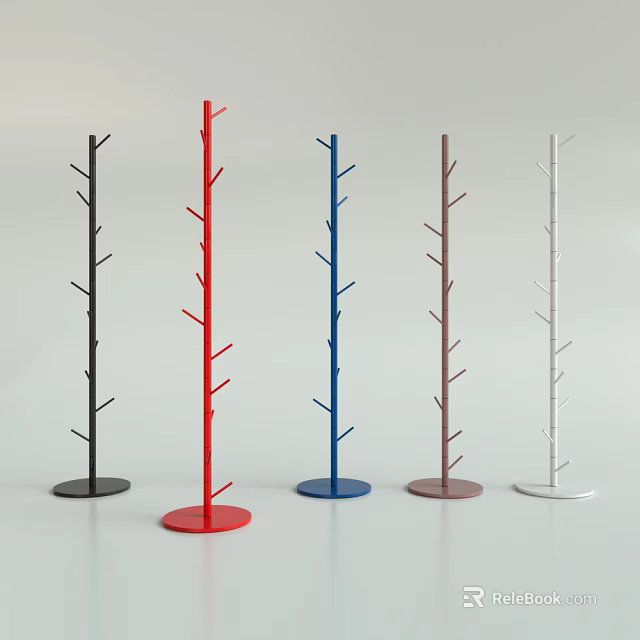 Modern Standing Coat Racks In Multiple Colors With Branch Structure For Home Use 3d model 