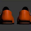 Orange Leather Shoes With Smooth Upper Buckle Detail And Reflective Sole For Daily Use