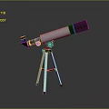 Scenic View With Silver Black Telescope On Tripod And Gray Gradient Background 3d model