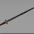 Decorative Medieval Sword With Wooden Handle And Blue Silver Blade Patterns