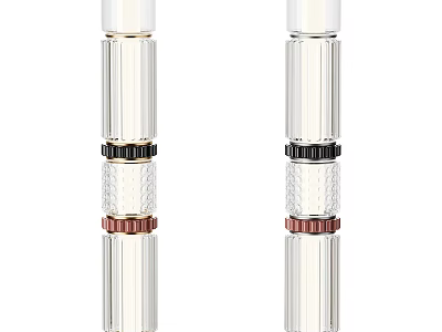 Modern Floor Lamp Featuring Transparent Column And Black Red Decorative Rings 3d model