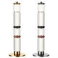 Modern Floor Lamp Featuring Transparent Column And Black Red Decorative Rings 3d model