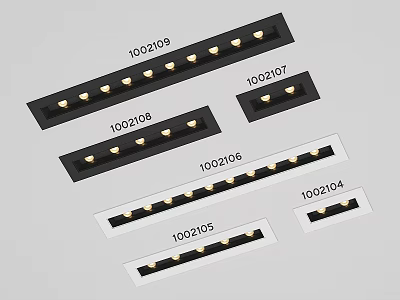 Black and White Linear Downlights and Spotlights with Various Models 3d model