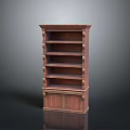 Antique Wooden Bookshelf with Multiple Shelves and Bottom Cabinet Classic Design