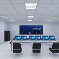 Black Server Racks Arranged In Modern Data Center Room With Ceiling Lights 3d model