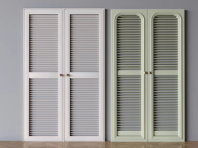 White And Light Green Wardrobe With Double Louvered Doors For Home Interior 3d model
