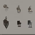 Vintage Industrial Wall Sconces with Metal Frames and Wire Mesh Shades