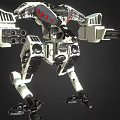 Mechanical Sci Fi Game Movie Character Featuring Multiple Cannons and Metal Legs