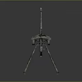 Vintage Artillery Gun With Wheeled Carriage Long Barrel And Camo Paint Finish