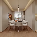 Modern Living And Dining Area Interior With Beige Sofa Round Coffee Table And Decorative Painting