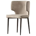 Modern Upholstered Dining Chairs With Curved Backrest And Slim Metal Legs