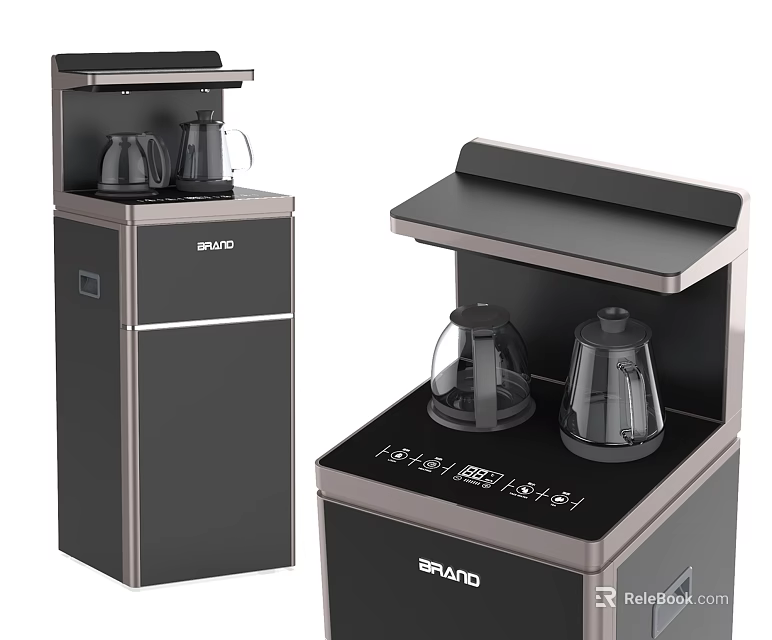 SAYCO Daily Electrical Appliance Black Silver Water Dispenser With Transparent Kettles And Control Panel 3d model 
