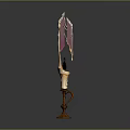 Ornate Decorative Candlestick With Curved Handle Burning Candle And Purple Accents