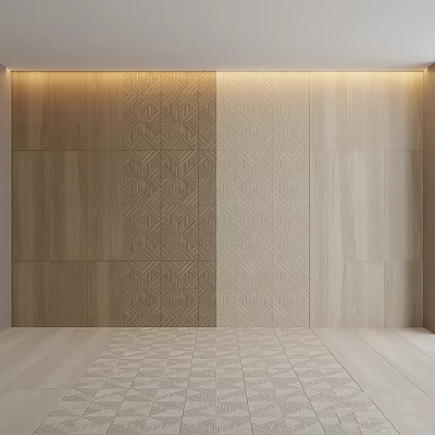 Modern Wall Component Design With Geometric Patterns Wood Panels And Smooth Surfaces 3d model