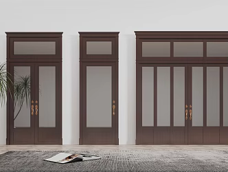 Modern Double Door Solid Wood Paint Door Wooden Door Glass Door 3d model
