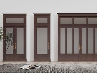 Modern Double Door Solid Wood Paint Door Wooden Door Glass Door 3d model