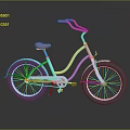 Classic Light Blue Bicycle With Brown Seat And Reflective Surface 3d model