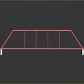 Red Truss Bridge Structure with White Striped Deck and Metal Frames