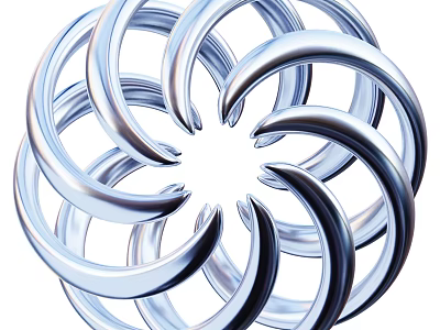 Modern Silver Spiral Decorative Ornament Set With Circular Rings Design 3d model