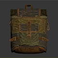 Vintage Multi Pocket Backpack With Canvas And Leather Material And Adjustable Straps 3d model