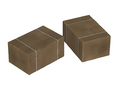 Two Brown Boxes Secured With White Straps For Storage And Transport 3d model