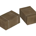 Two Brown Boxes Secured With White Straps For Storage And Transport