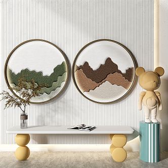 New Chinese Round Frame Painting Round Decorative Painting 3d model