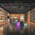 Modern Collectibles Specialty Store Interior With Shelves Display And Colorful Lighting