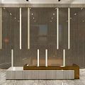 Modern Elevator Hallway Interior Design With Marble Floor And Recessed Lighting 3d model