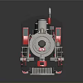 Vintage Black Silver Steam Train Model With Three Chimneys Red Accents Shiny Surface