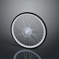 Black and White Bicycle Wheel With Spokes And Reflection On Gray Background 3d model