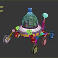 Futuristic Robot Design Featuring Silver Dome Camera Mechanical Arm And Wheels 3d model