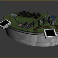 Innovative Commercial Equipment Setup in Industrial Facility Model with Solar Panels and Control Towers