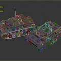 Two Gray Model Tanks With Cannon Tracks And Turret Design 3d model