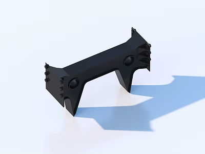 Black Angular Mechanical Support Structure With Circular Holes And Modern Design 3d model