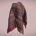 Stylish Vibrant Ethnic Patterned Shawl With Detailed Colorful Geometric Designs And Fringes