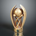 Golden Trophy Shaped Furniture Decor With Football Design And Logo Base