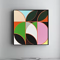 Abstract Geometric Wall Art With Colorful Circular And Semi Circular Patterns 3d model