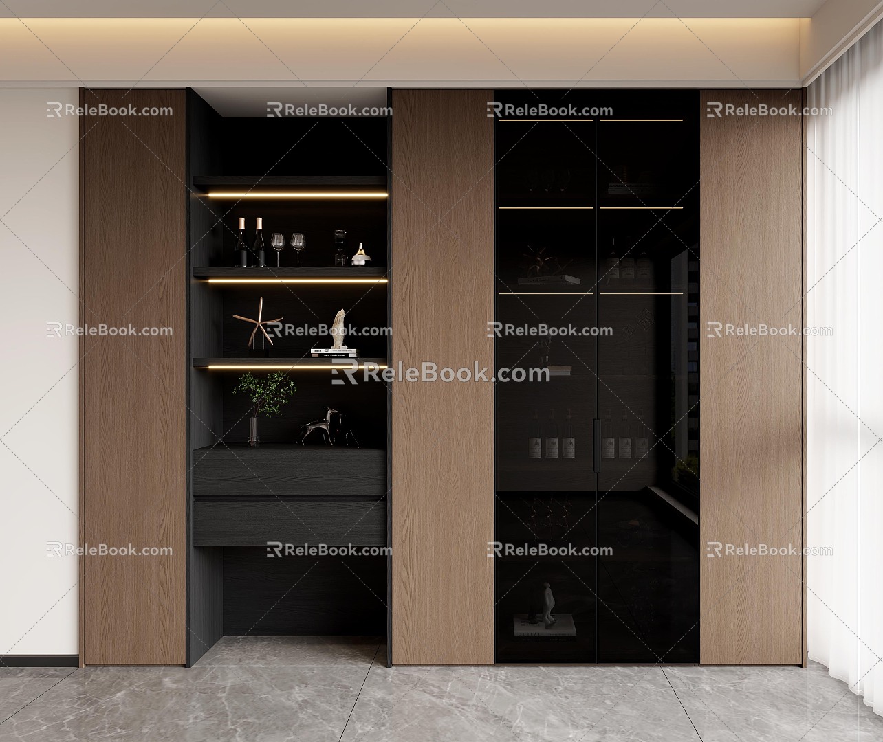 Modern Italian Glass Wine Cabinet Decorative Cabinet Entrance Cabinet Storage Cabinet 3d model