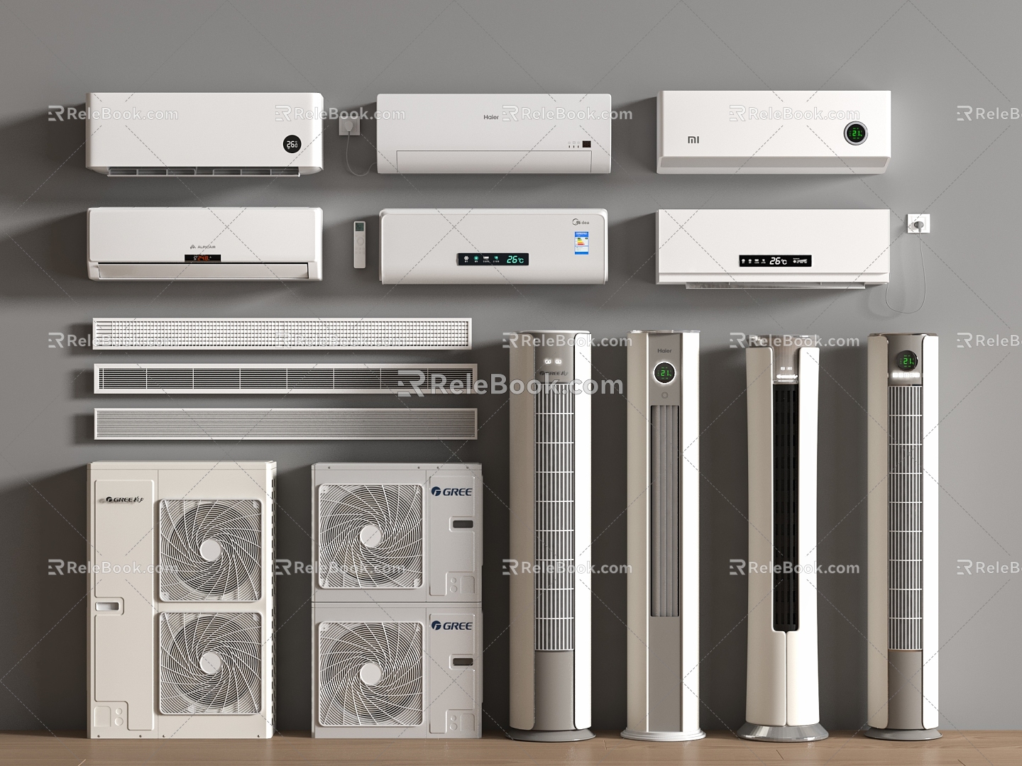 Air conditioner combined vertical air conditioner wall-mounted air conditioner 3d model