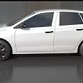 White Compact Hatchback Car With Modern Design And Black Wheels 3d model